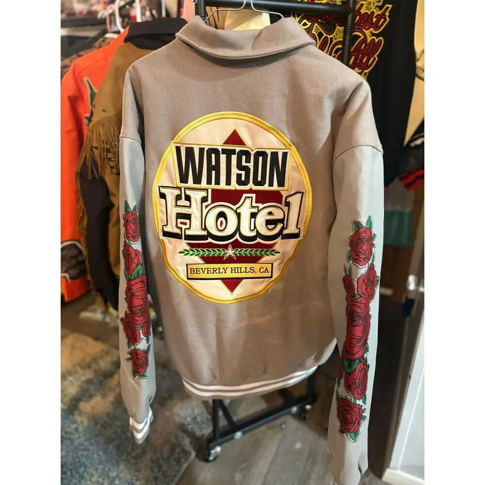 NWT SZ XL - Watson Hotel Embroidered Jack, Gray/Red Roses - Picture 2 of 5
